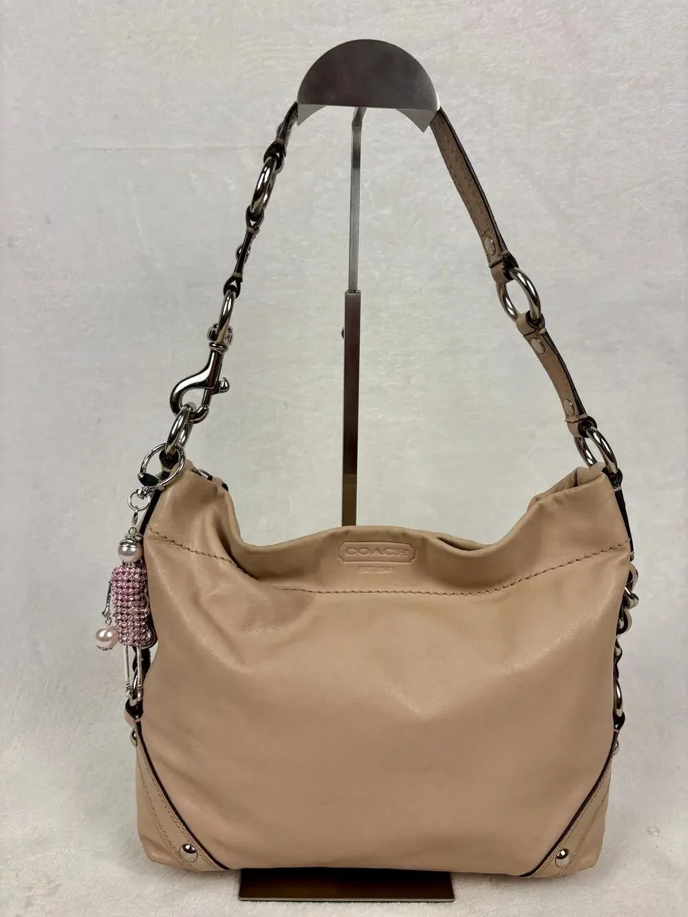 Coach Y2K Carly Curb Chain Hobo in Blush/Champagne Premium Leather